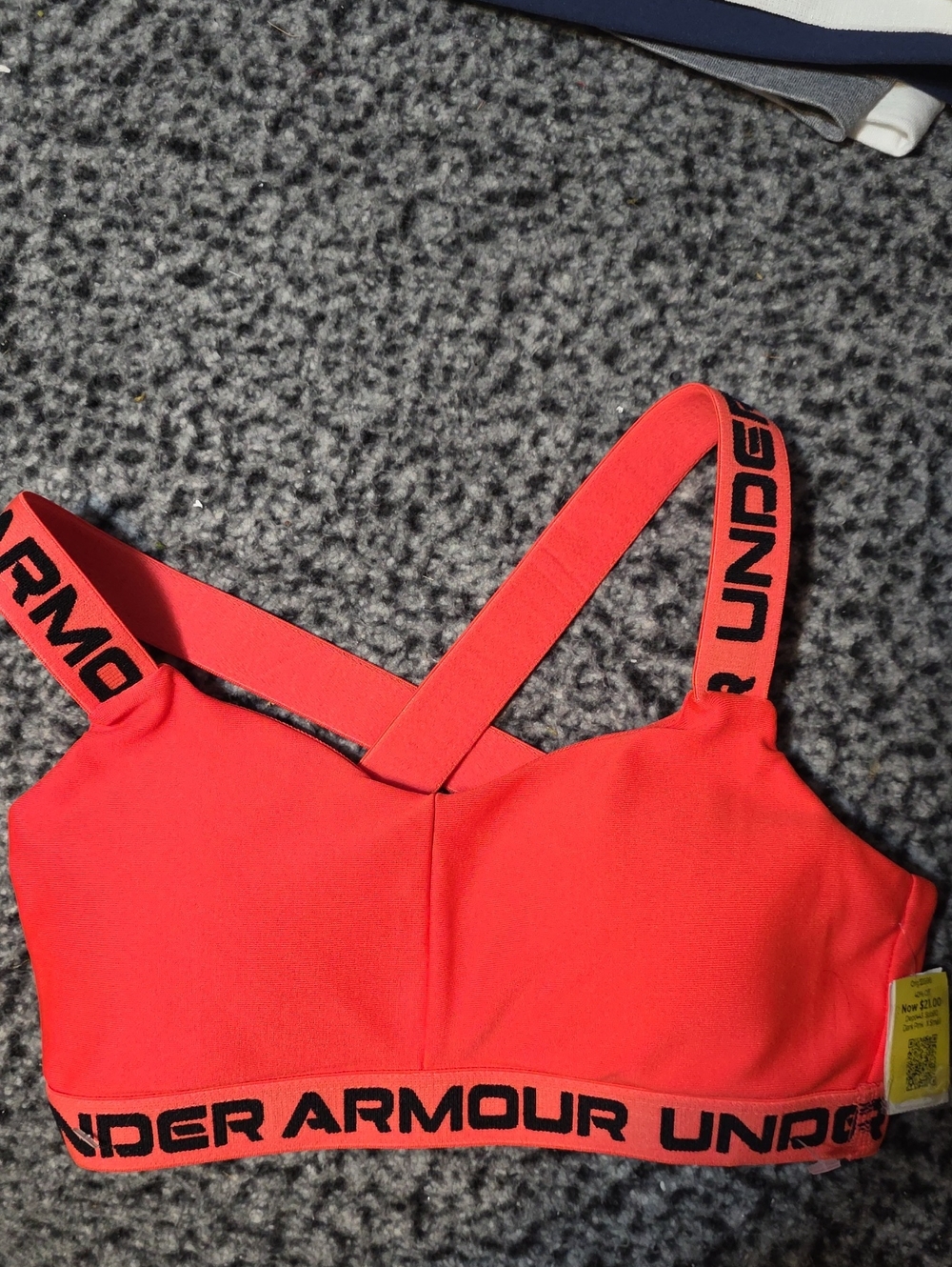 Under Armour Coral-Red Logo Strap Sports Bra